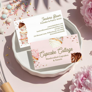 Söta gods Cupcakes & Tåror Elegant Blommig Visitkort