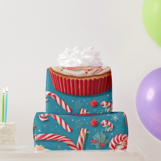 Söta godsaker & sockertoppar Blågrön jul födelseda Presentpapper (Festgåvor)