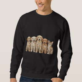 Söta Golden Retriever-valpar & Kattunge Lång Ärmad Tröja