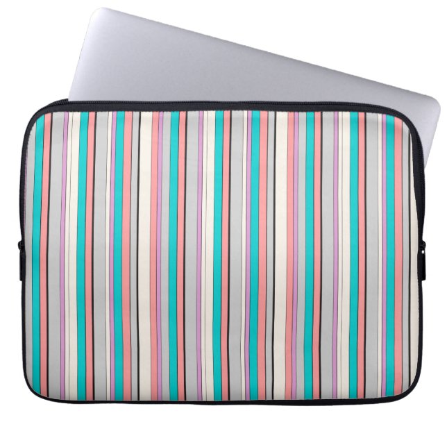 Söta grå akvatränder laptop fodral (Framsidan)