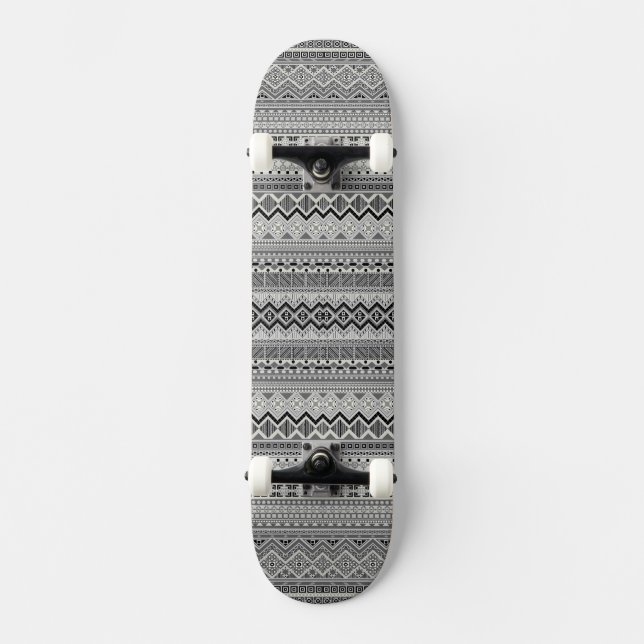 Söta grå aztekmönster design mini skateboard bräda 18,5 cm (Framsida)