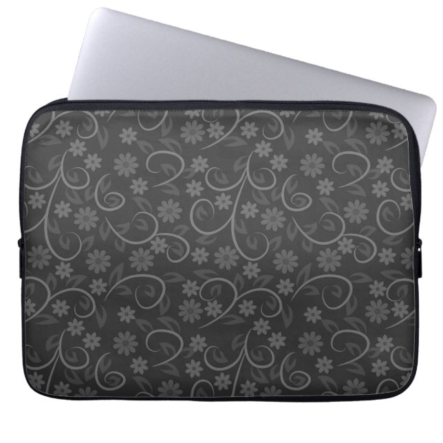 Söta grå blommor mönster laptop fodral (Framsidan)