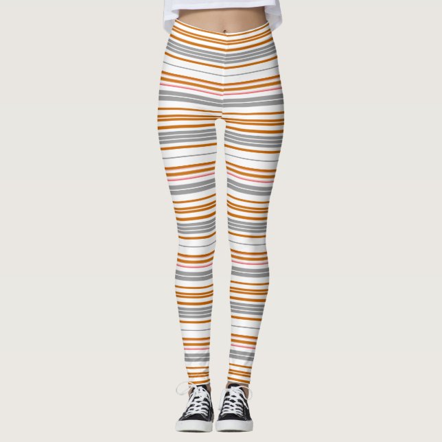 Söta grå bruna ränder leggings (Framsida)