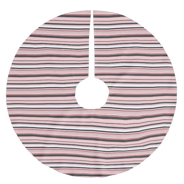 Söta grå rosa ränder julgransmatta borstad polyester (Framsidan)
