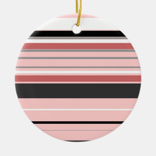 Söta grå rosa ränder julgransprydnad keramik (Framsidan)