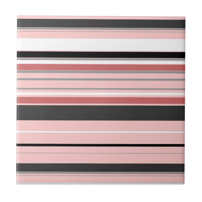 Söta grå rosa ränder kakelplatta (Framsidan)