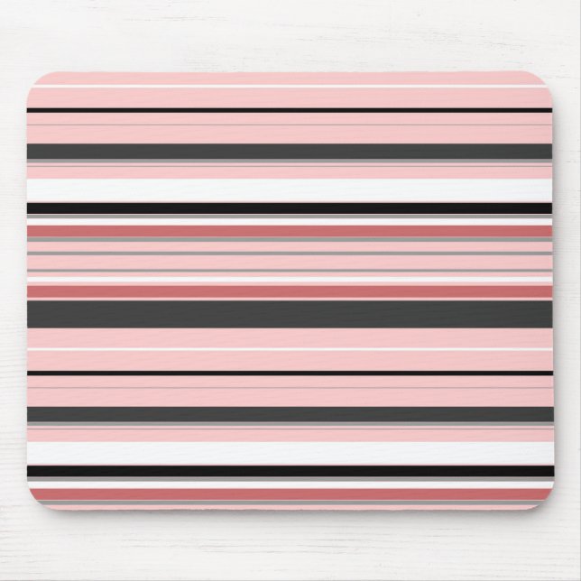 Söta grå rosa ränder musmatta (Framsidan)