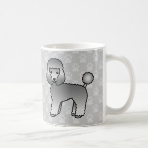 Söta grå Toy Poodle hundar på grått Kaffemugg