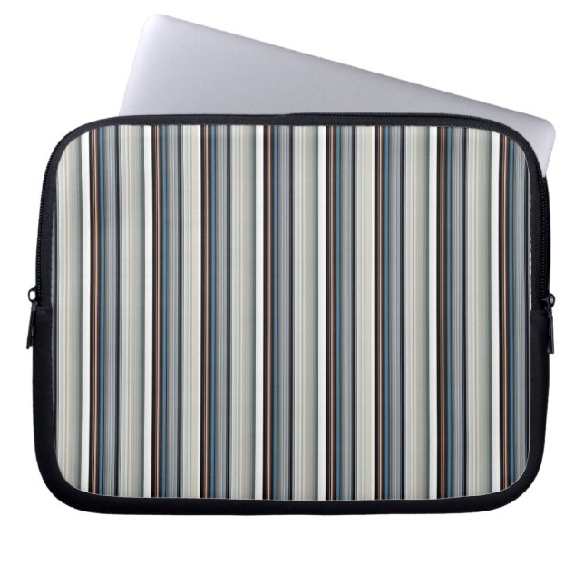 Söta grå vita ränder laptop fodral (Framsidan)