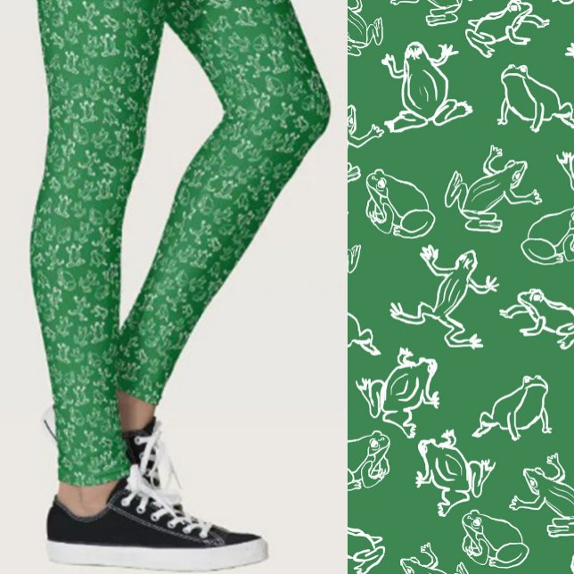 Söta grodor grönt och vitt mönster leggings (Skapare uppladdad)