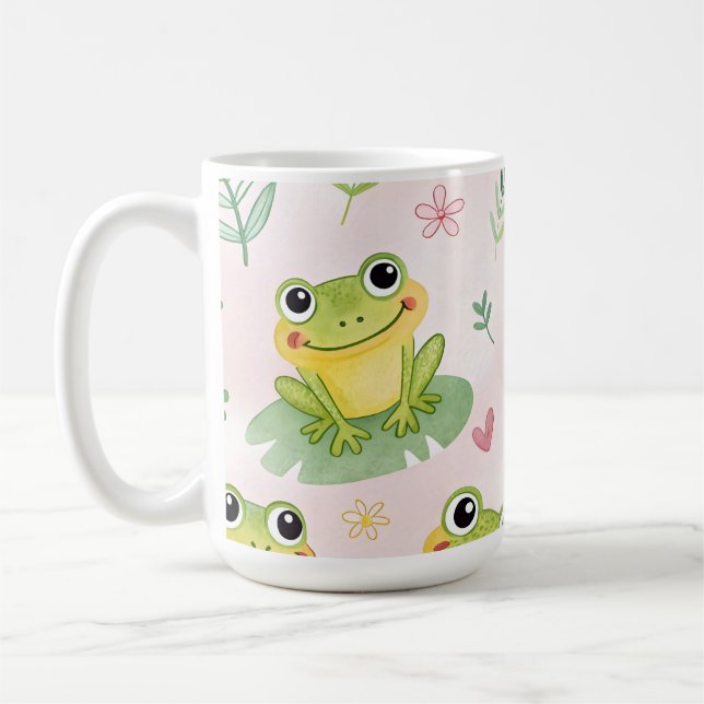Söta grodor Mönster Kaffemugg (Vänster)