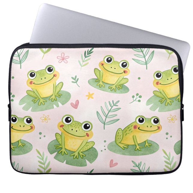 Söta grodor Mönster Laptop Fodral (Framsidan)