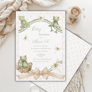 Söta grodor Whimsical Vintage Baby Shower Inbjudningar