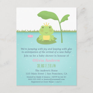 Söta grodprins pojke baby shower inbjudningar