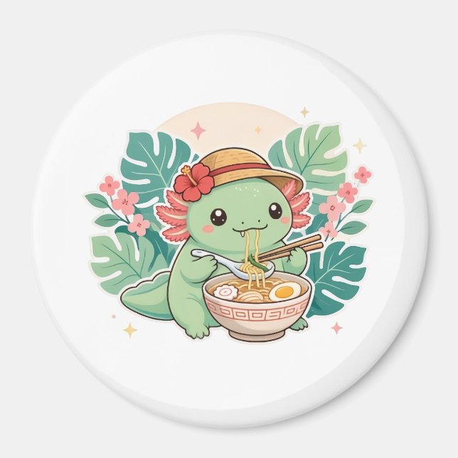 Söta gröna axolotlmagneter magnet (Framsidan)