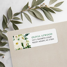 Söta gröna blomstermotiver för returadressetikette returadress etikett