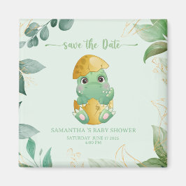 Söta gröna dinosauriepojkar baby shower   magnet