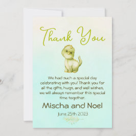 Söta gröna dinosauriepojkar baby shower tackkort tack kort