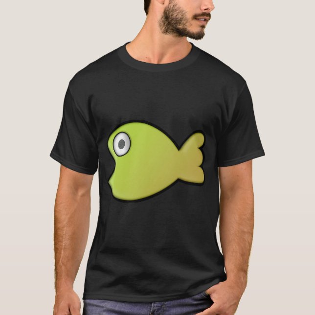söta gröna eller gula fiskar t shirt (Framsida)