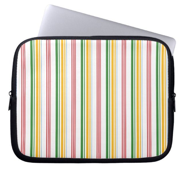 Söta gröna gula ränder laptop fodral (Framsidan)