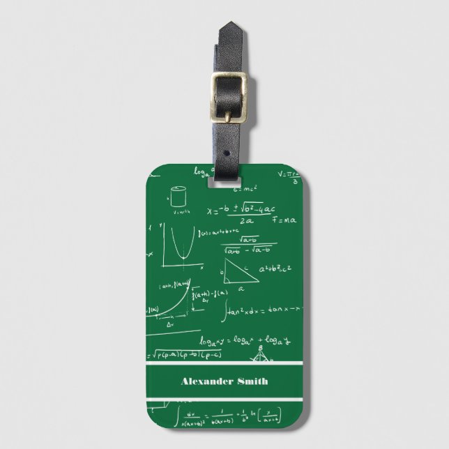 Söta gröna matematiska ekvationer Mönster Resa Bagagebricka (Framsida vertikal)