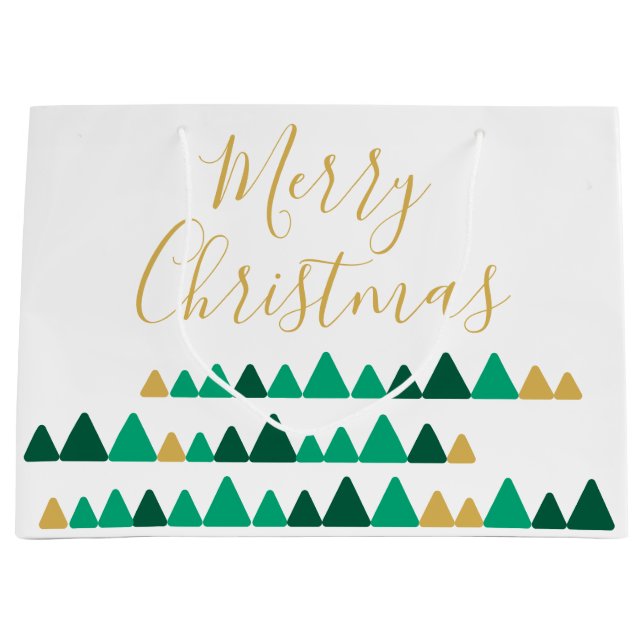 Söta gröna och gyllene skogsjulgranar (Framsidan)