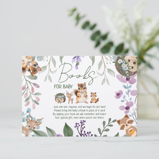 Söta gröna skogsdjur skog bringa en bok tilläggskort (Stående Fram)