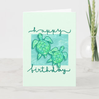Söta Gröna Sköldpaddor Grattis på Födelsedagen Kort