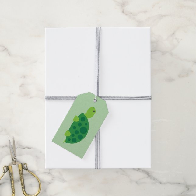 Söta gröna sköldpaddsserie presentetiketter (Med Snöre)