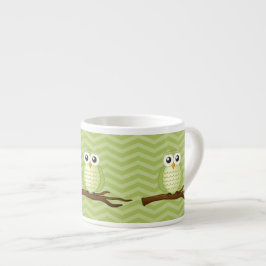 Söta gröna ugglor espressomugg