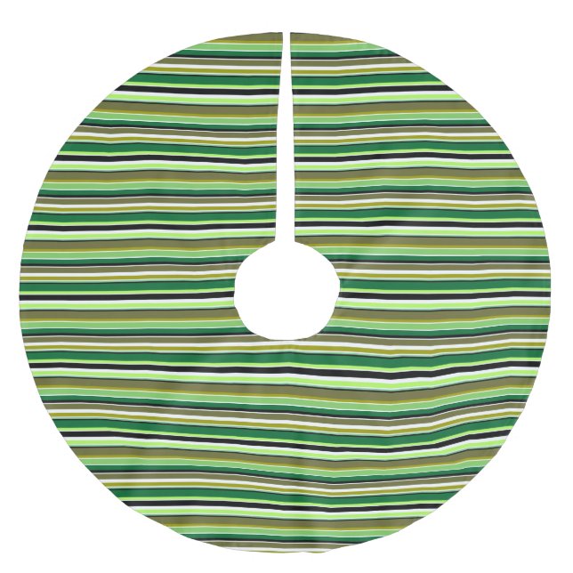 Söta gröna vita ränder julgransmatta borstad polyester (Framsidan)