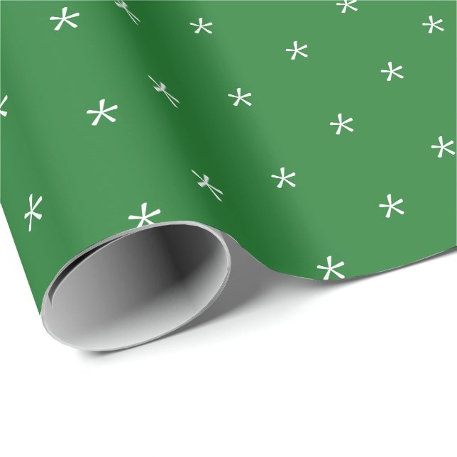 Söta gröna & vita snöflingor mönster jul  presentpapper (Rullad Hörn)