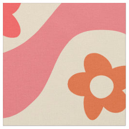 Söta groovy blommönster på retro-vågor  tyg