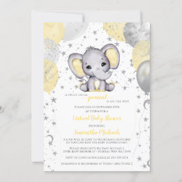 Söta gula elefantballonger virtuella baby shower inbjudningar