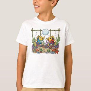 Söta gula fiskar som spelar bubbel sport ocean bar t shirt