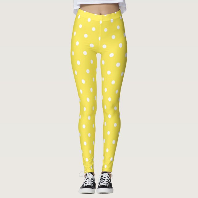 Söta gula prickar leggings (Framsida)