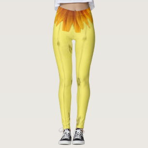 Söta gula solrosleggings långa leggings