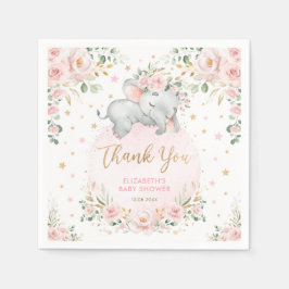 Söta  Guld Ro Elephant Baby Shower-favoriter Pappersservett