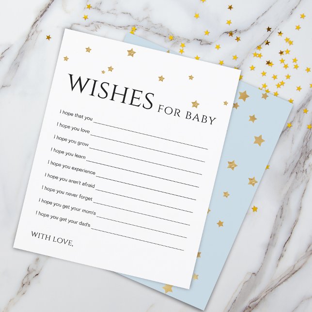 Söta Guldstjärnor Önskar för Barnrådgivningskort (Cute Gold Stars Wishes for Baby Advice Card)