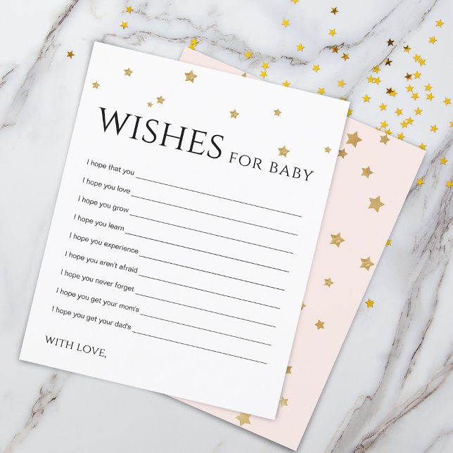 Söta Guldstjärnor Önskar för Bebis Råd Kort (Cute Gold Stars Wishes for Baby Advice Card)