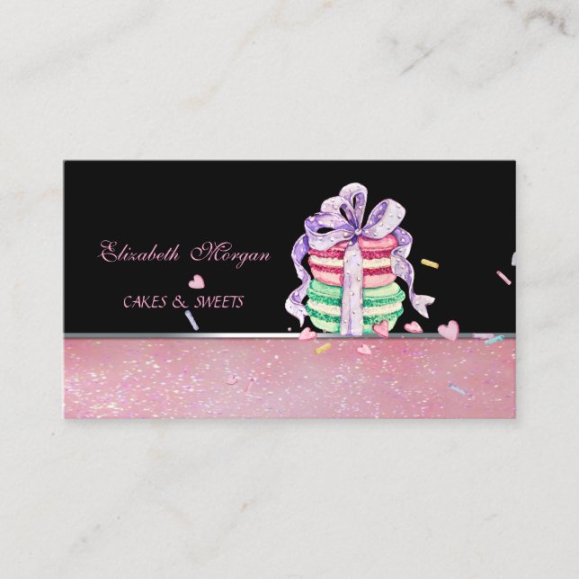 Söta Gulliga Eleganta Macarons,Bageri Visitkort (Framsida)