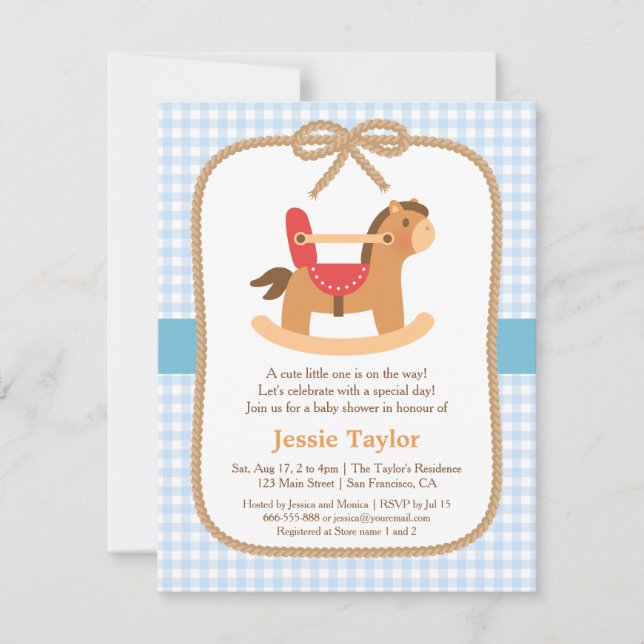 Söta Gunghästen Baby Shower Inbjudningar (Framsida)