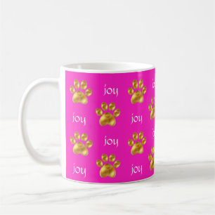 Söta gyllene tassar & kalligrafi på magenta rosa kaffemugg