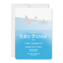 Söta hajar och hav Vertikal baby shower