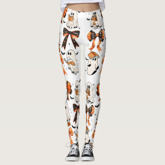 Söta Halloween-bågar Spöken läser Leggings