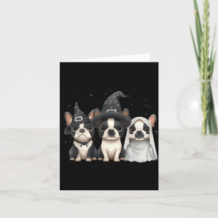 Söta Halloween Boston Terrier Hundar Häxhatt Spöke Kort