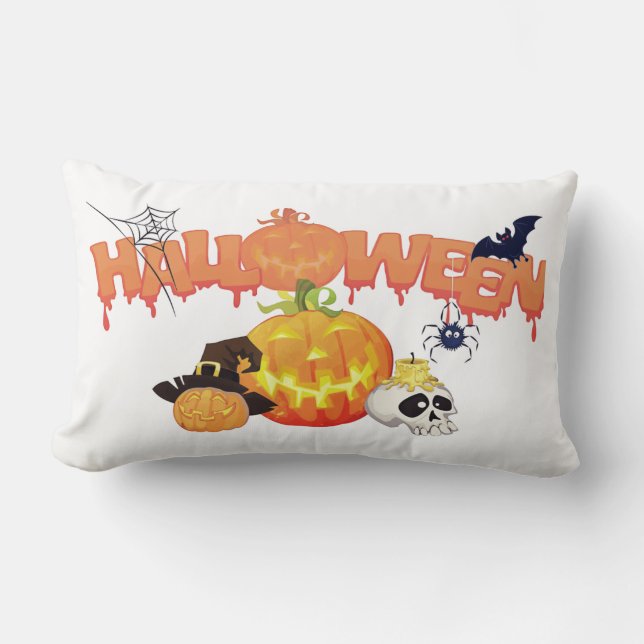 Söta Halloween-dekorationer Lumbarkudde (Framsida)