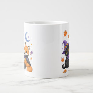 Söta Halloween-djur - Häxa Svart Katt Uggla Räv P Jumbo Mugg