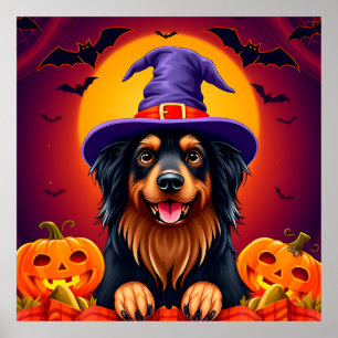 Söta Halloween-figurer Hund Kuslig Rolig Festlig Poster
