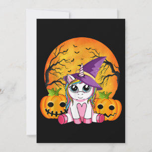 Söta Halloween-flickor Häxiga Enhörning Halloween Inbjudningar